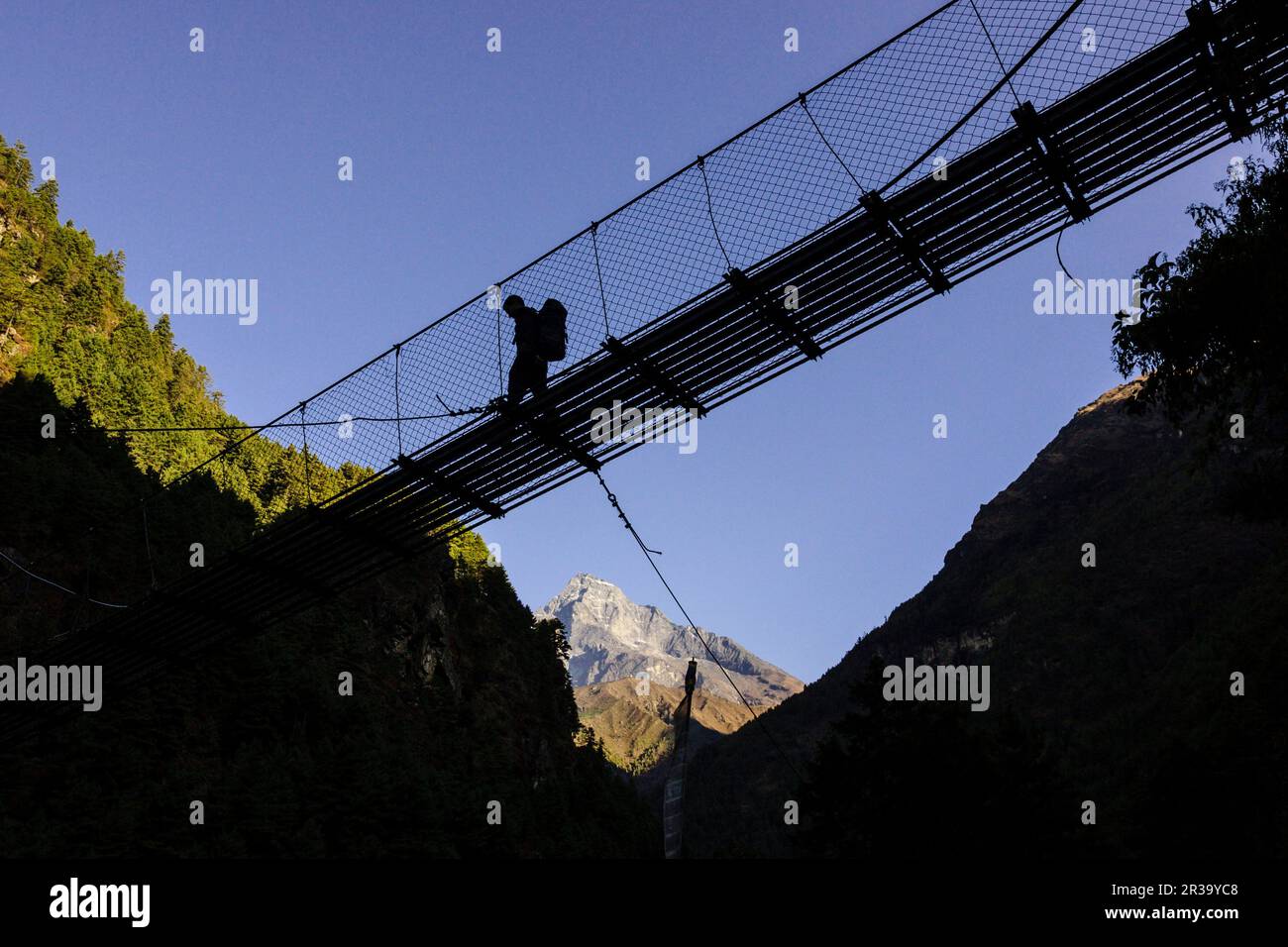 puente Larja.Sagarmatha National Park, Khumbu Himal, Nepal, Asia. Stock Photo