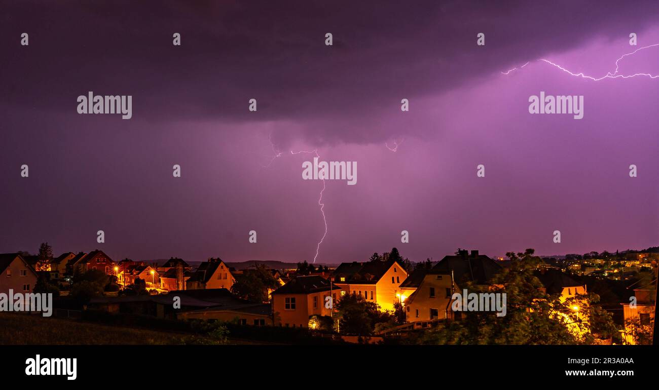 thunderstorm lightning in the night 01 Stock Photo