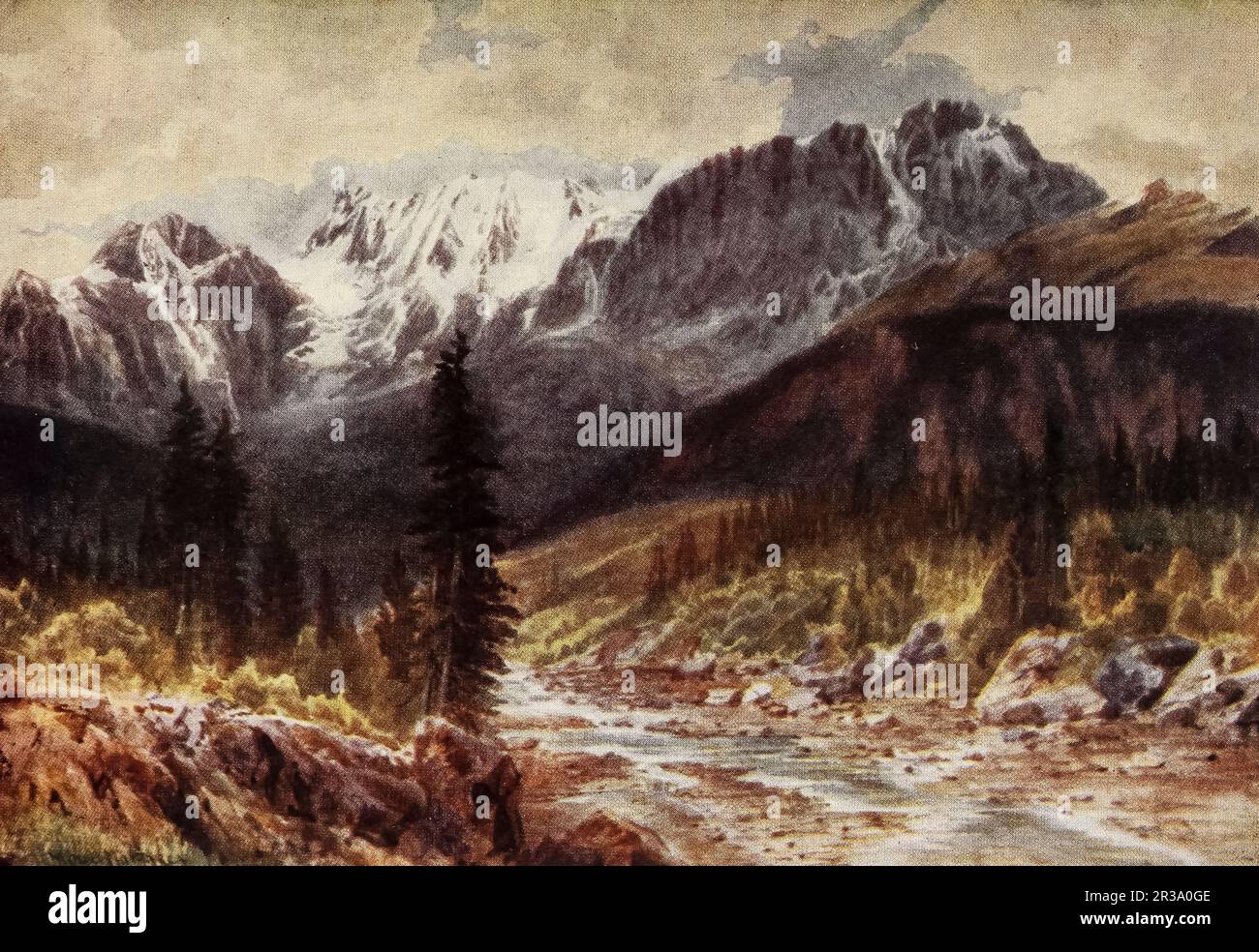Ottertail Range, Rockies, British Columbia watercolor by Thomas Mower Martin from the book ' Canada ' by Wilfred Campbell,  Published in 1907 by Adam and Charles Black in London Stock Photo