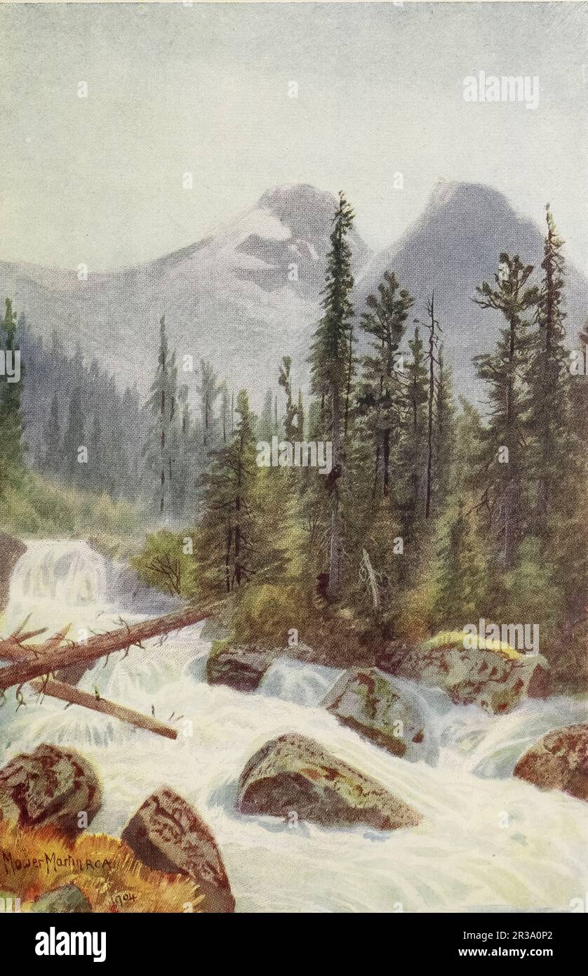 Glacier Crest, Illecillewaet, British Columbia, Canadawatercolor by Thomas Mower Martin from the book ' Canada ' by Wilfred Campbell,  Published in 1907 by Adam and Charles Black in London Stock Photo