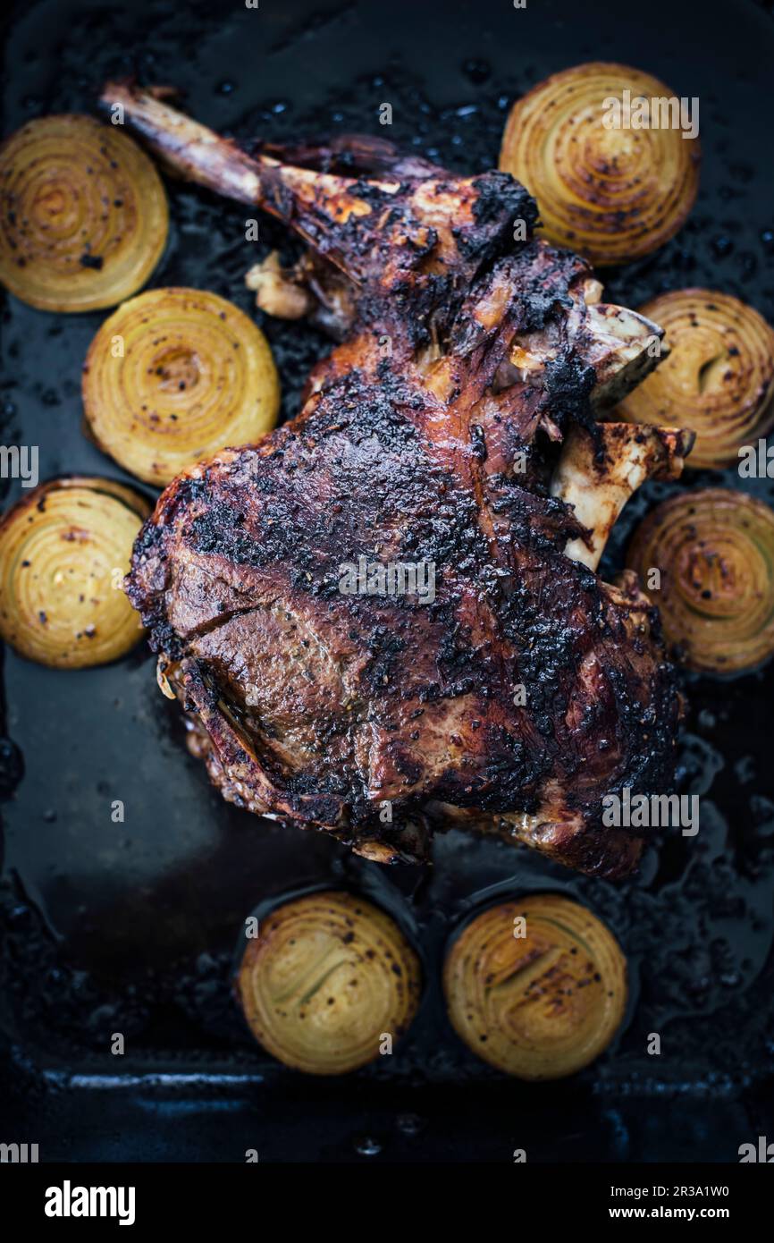 Easter Leg of Lamb Stock Photo