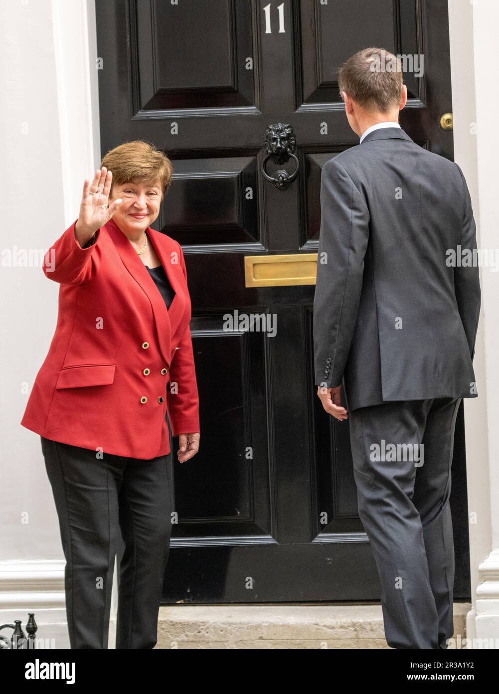 London, UK. 23rd May, 2023. Jeremy Hunt, Chancellor of the Exchequer, meets with Kristalina Georgieva Managing Director of the International Monetary Fund at 11 Downing Street London UK Credit: Ian Davidson/Alamy Live News Stock Photo