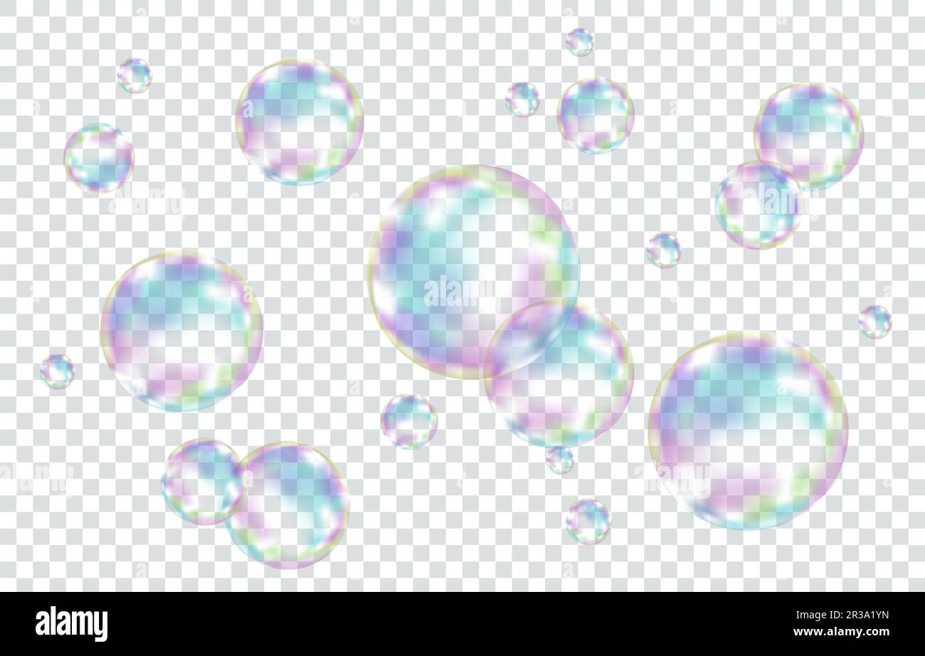 Realistic soap bubbles. Png Bubbles are located on a transparent