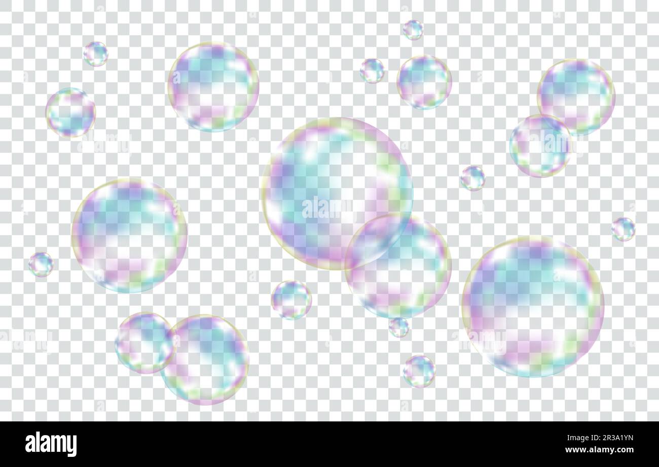 Bubble PNG. Set of realistic soap bubbles. Bubbles are located on