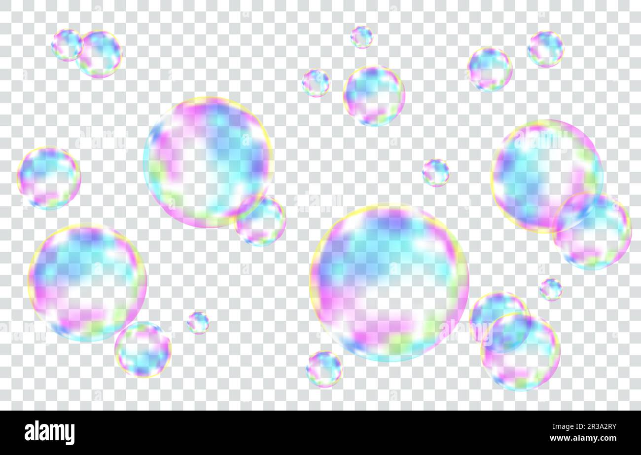 Realistic soap bubbles. Png Bubbles are located on a transparent