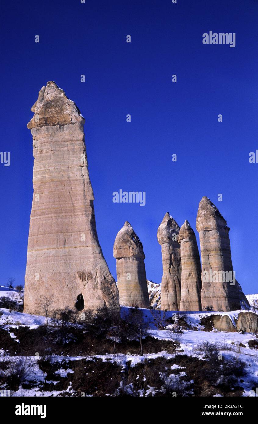 Chimeneas de hada.trekking en el valle Bagil Dere.Capadocia.Anatolia.Turquia. Stock Photo