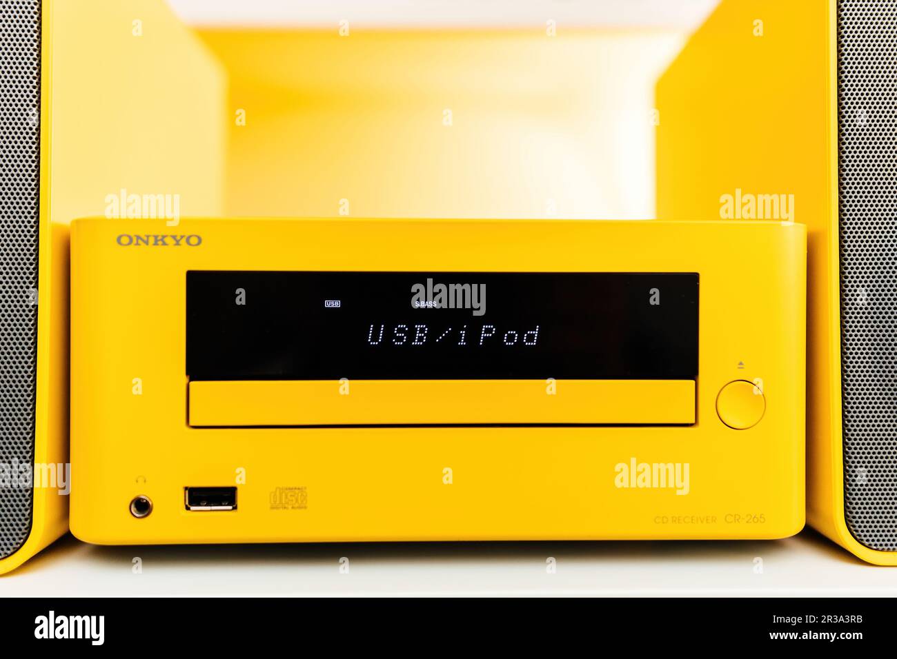 Paris, France Feb 2, 2023 A sleek Onkyo hifi system rests atop the