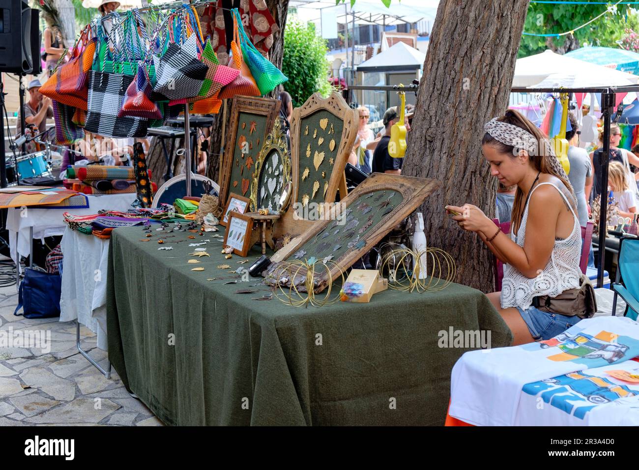 mercadillo hippie, Sant Joan de Labritja, Ibiza, balearic islands, Spain. Stock Photo