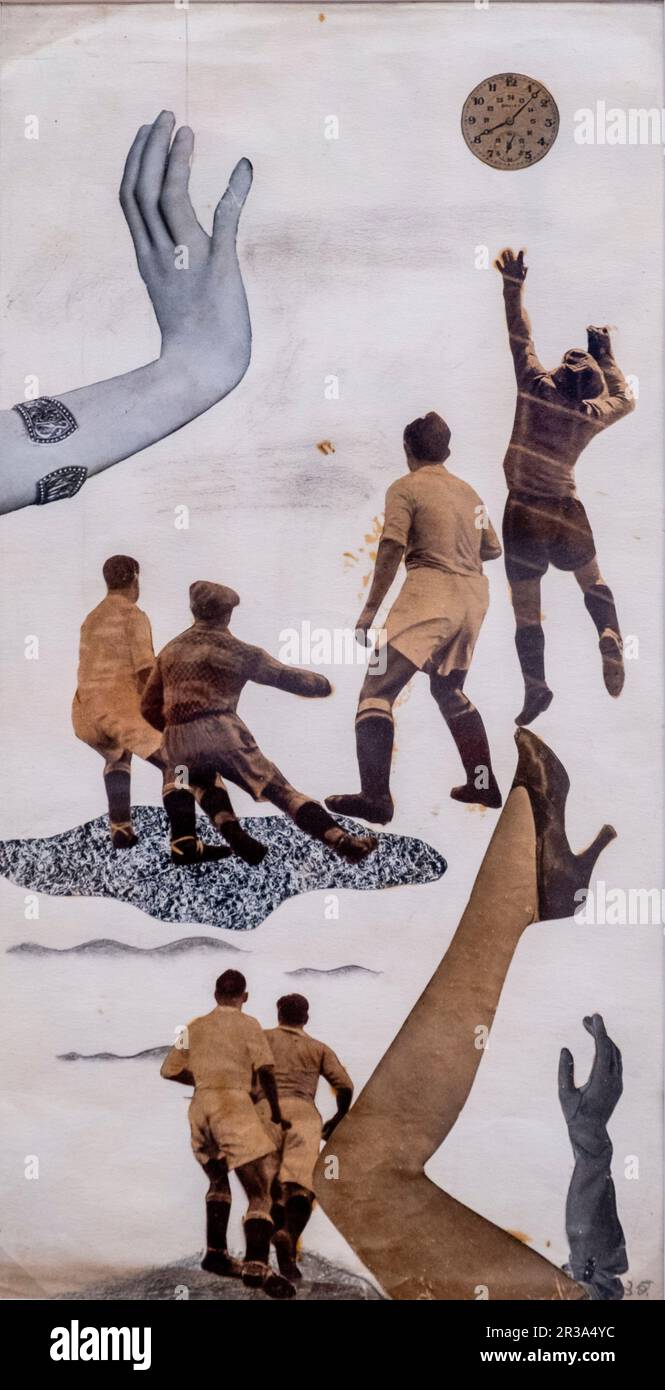 Nicolas de Lekuona, Untitled, (footballers), 1935, collage on paper, Museo de Bellas Artes, Bilbao, Spain. Stock Photo