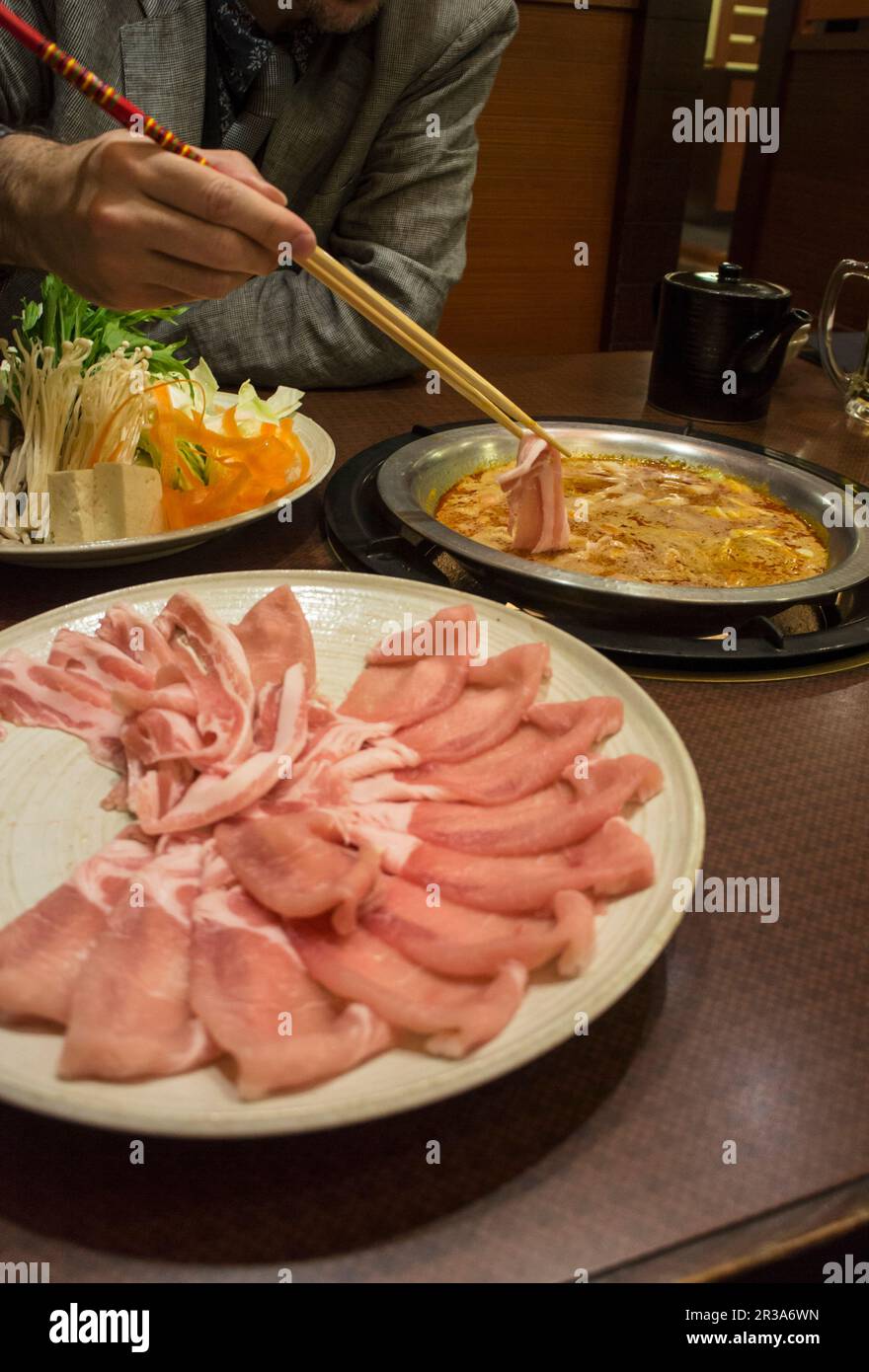 Shabushabu over a hot plate (Japan Stock Photo Alamy