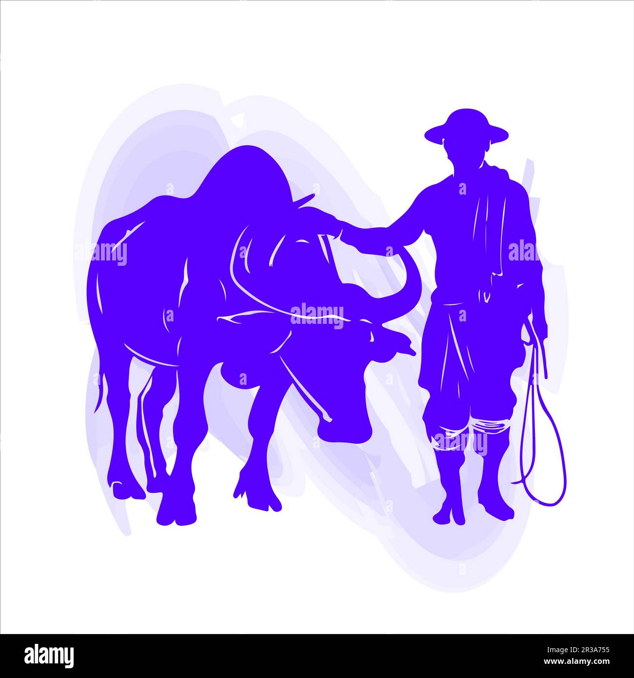 Indian farmer line art vector silhouette Stock Photo