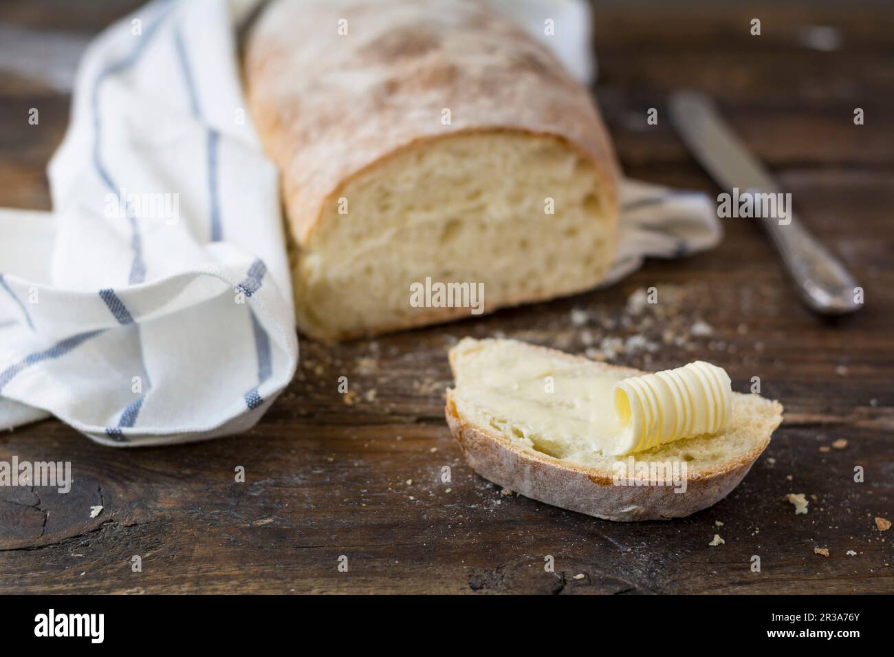 White bread and butter Stock Photo Alamy