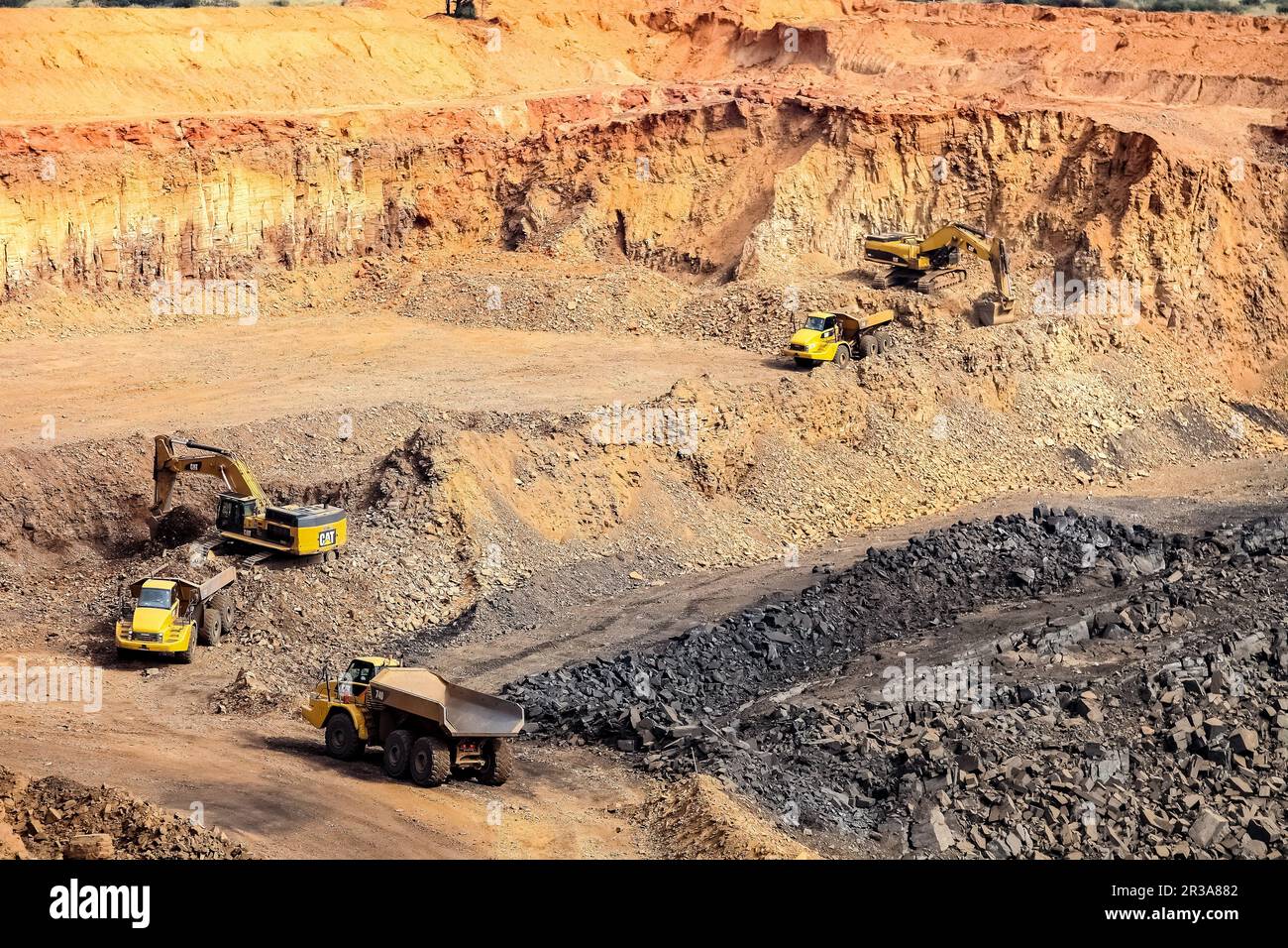 Open Pit Manganese Mining and Equipment Stock Photo