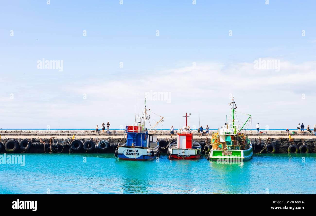 Small Fishing Boats in Kalk Bay Harbour Stock Photo - Alamy