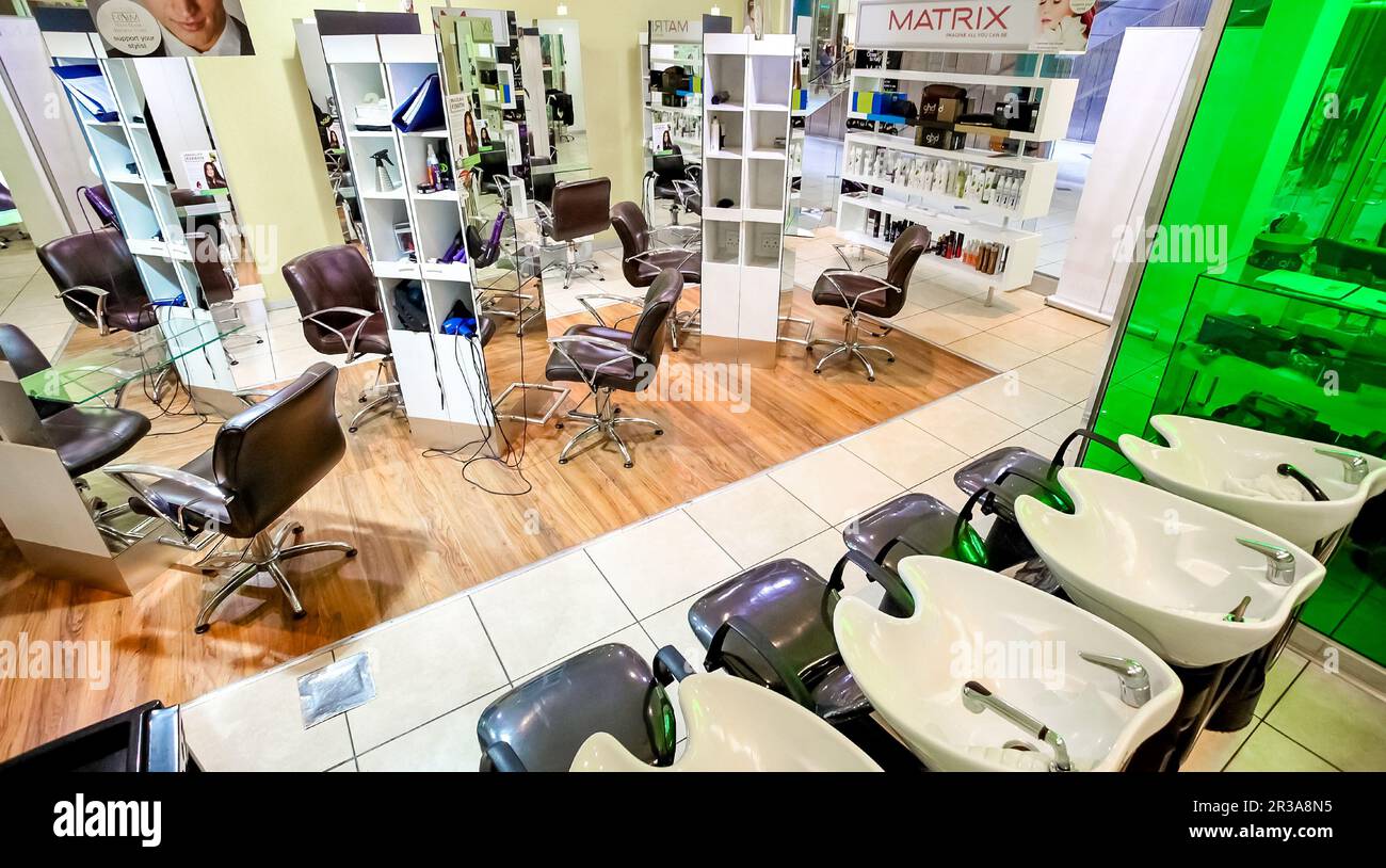 Inside interior of a Beauty Salon in a Mall Stock Photo Alamy