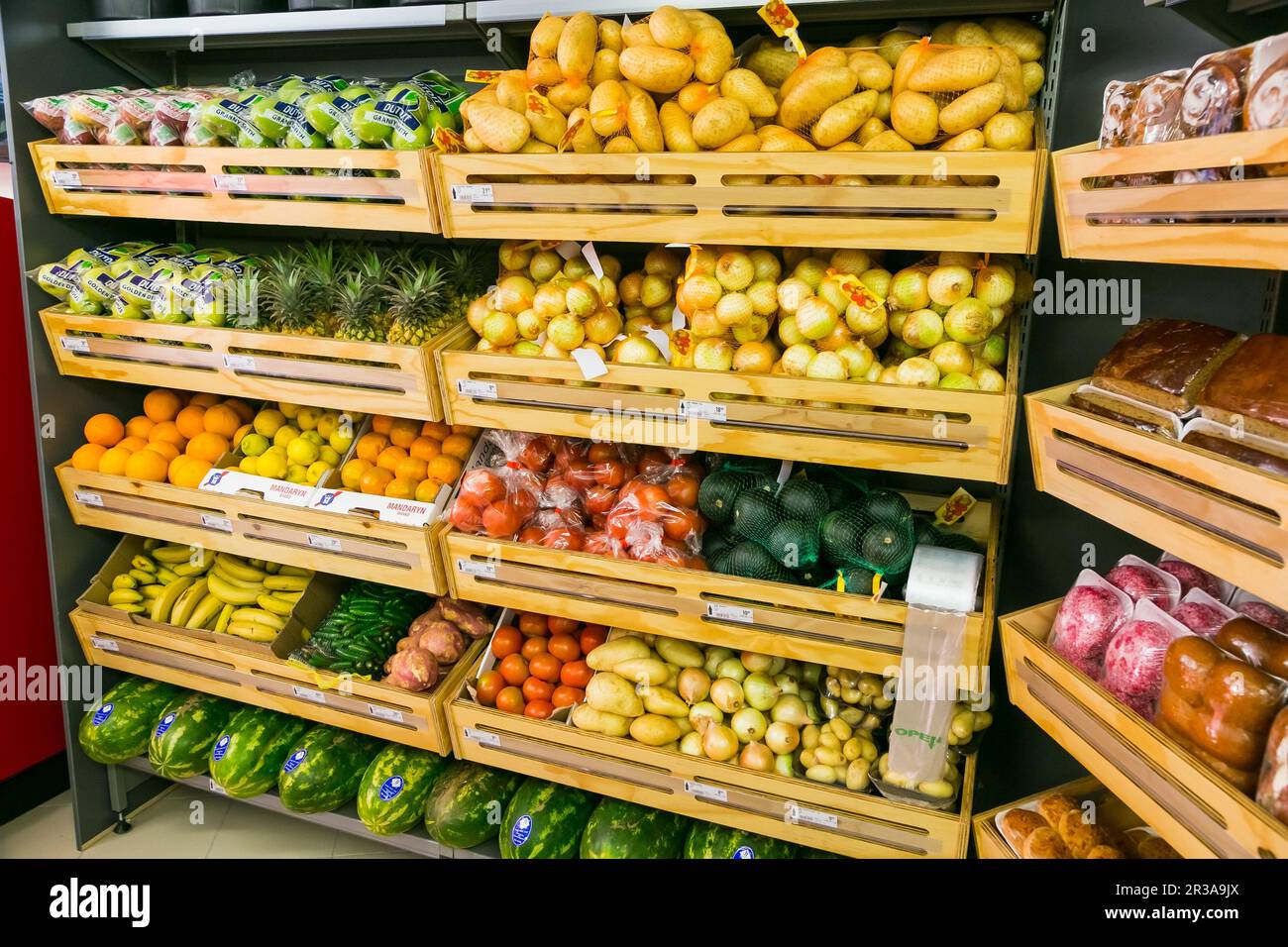 Fully stocked shelves of food and household items at local Pick n Pay