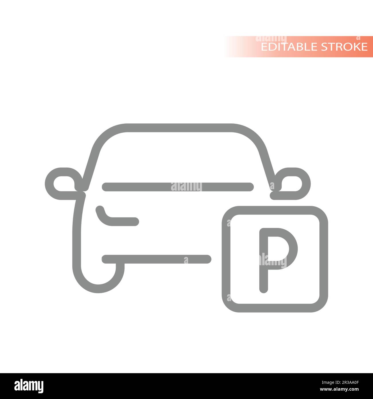 Car parking line vector icon. Simple outline symbol. Stock Vector