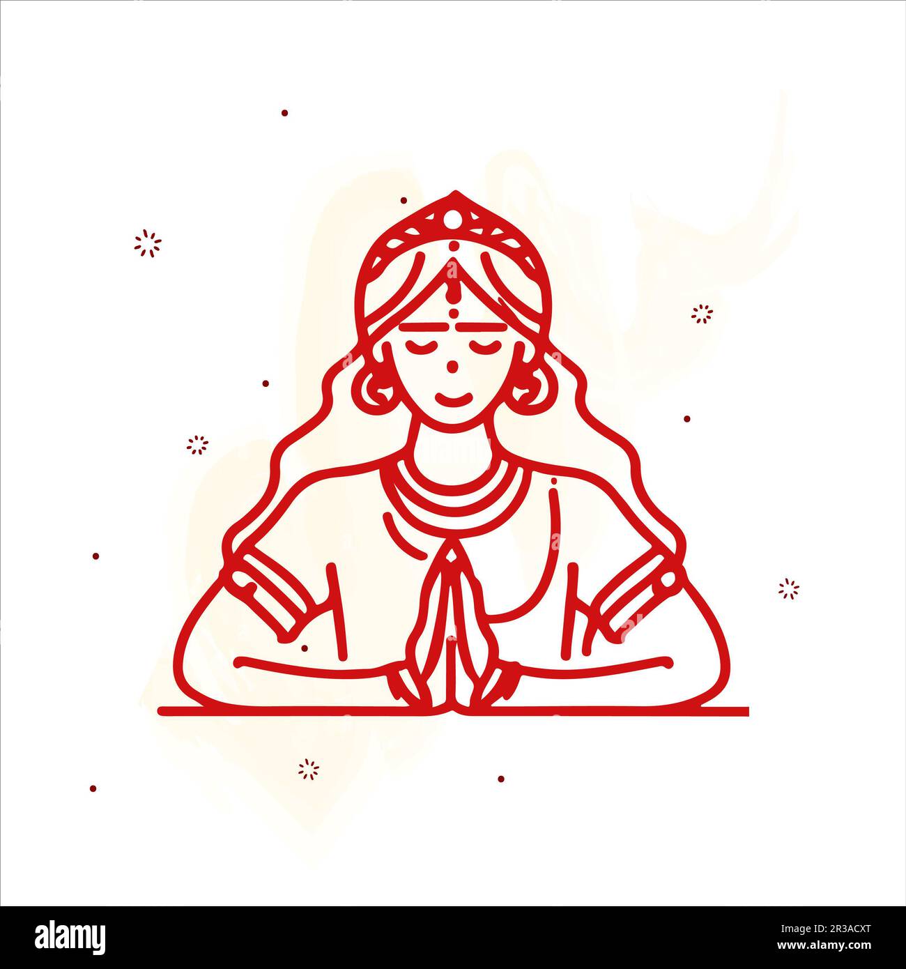Indian Women Worshipping line art vector Stock Photo - Alamy
