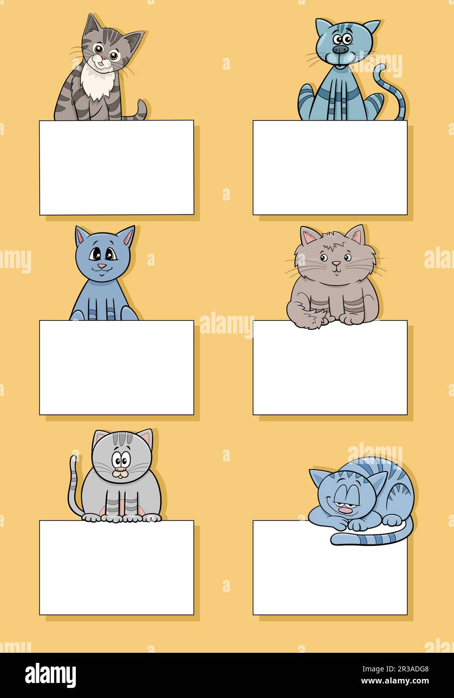 Cartoon illustration of cats and kittens animal characters with blank ...