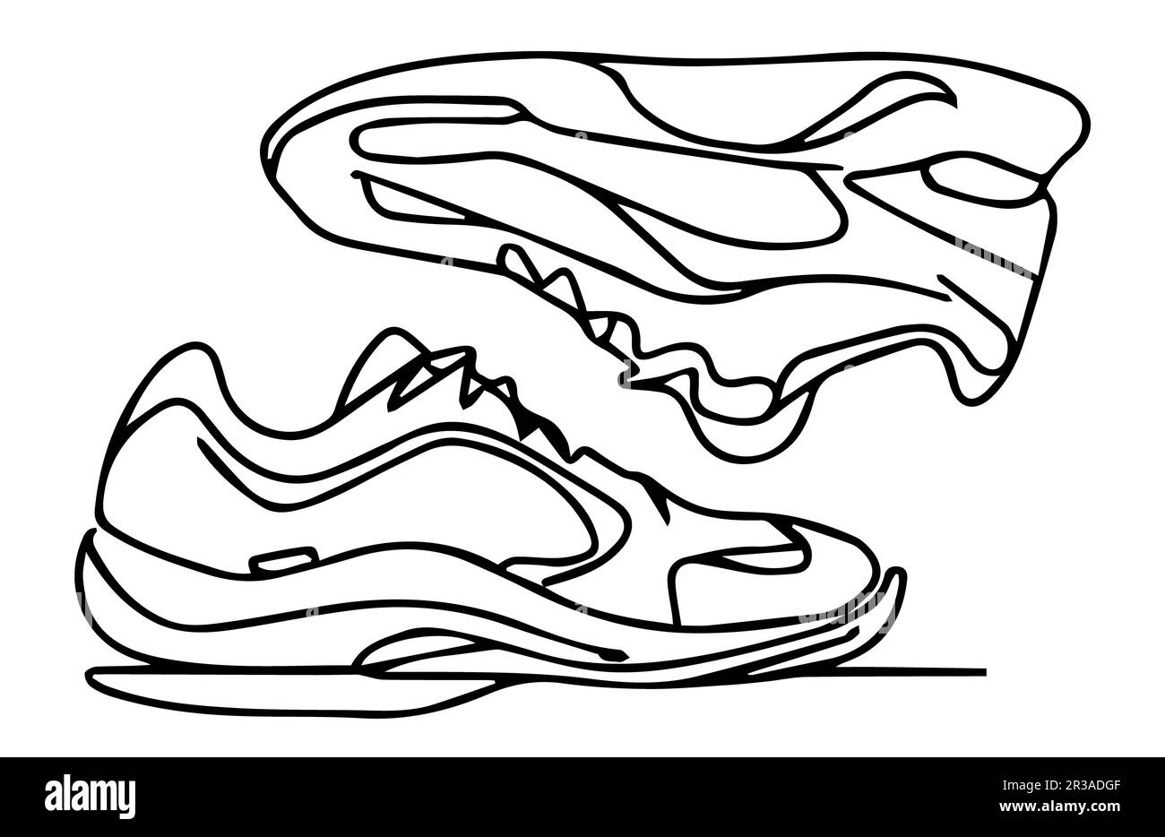 A pair of sports shoes line art vector Stock Photo
