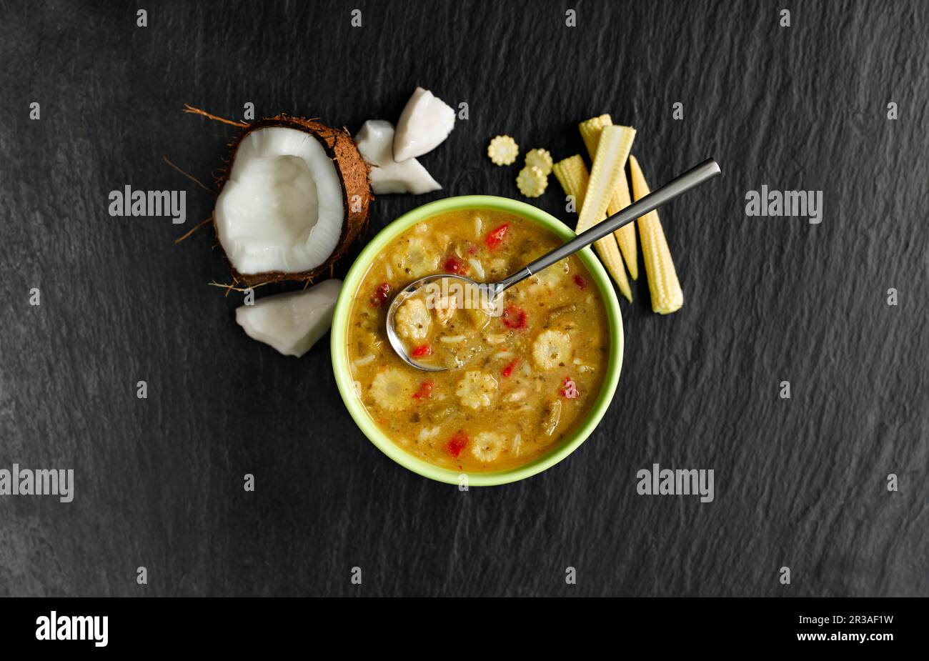 Thai Green Chicken Curry Soup Stock Photo Alamy