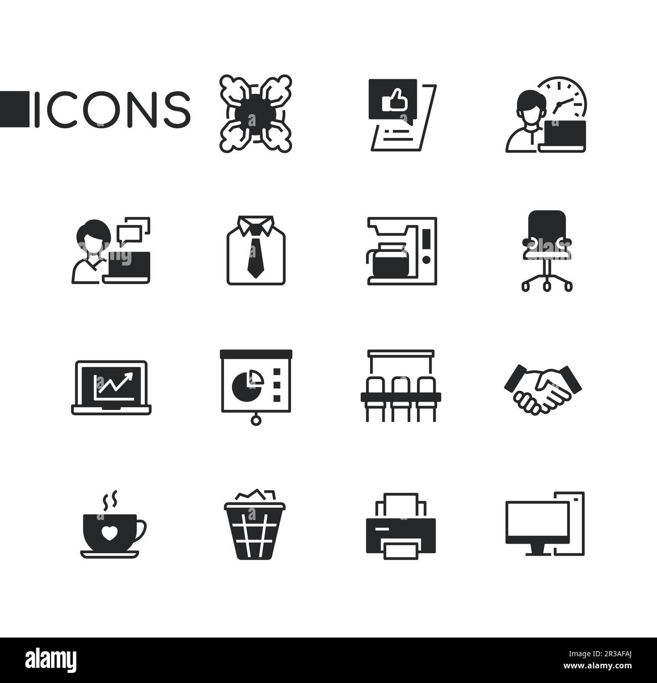Business and office - set of line design style icons Stock Vector Image ...