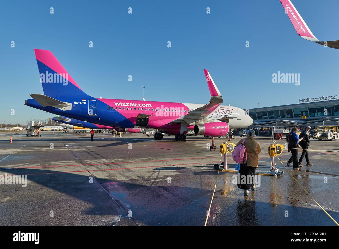 Wizzair airplane at Eindhoven Airport Stock Photo
