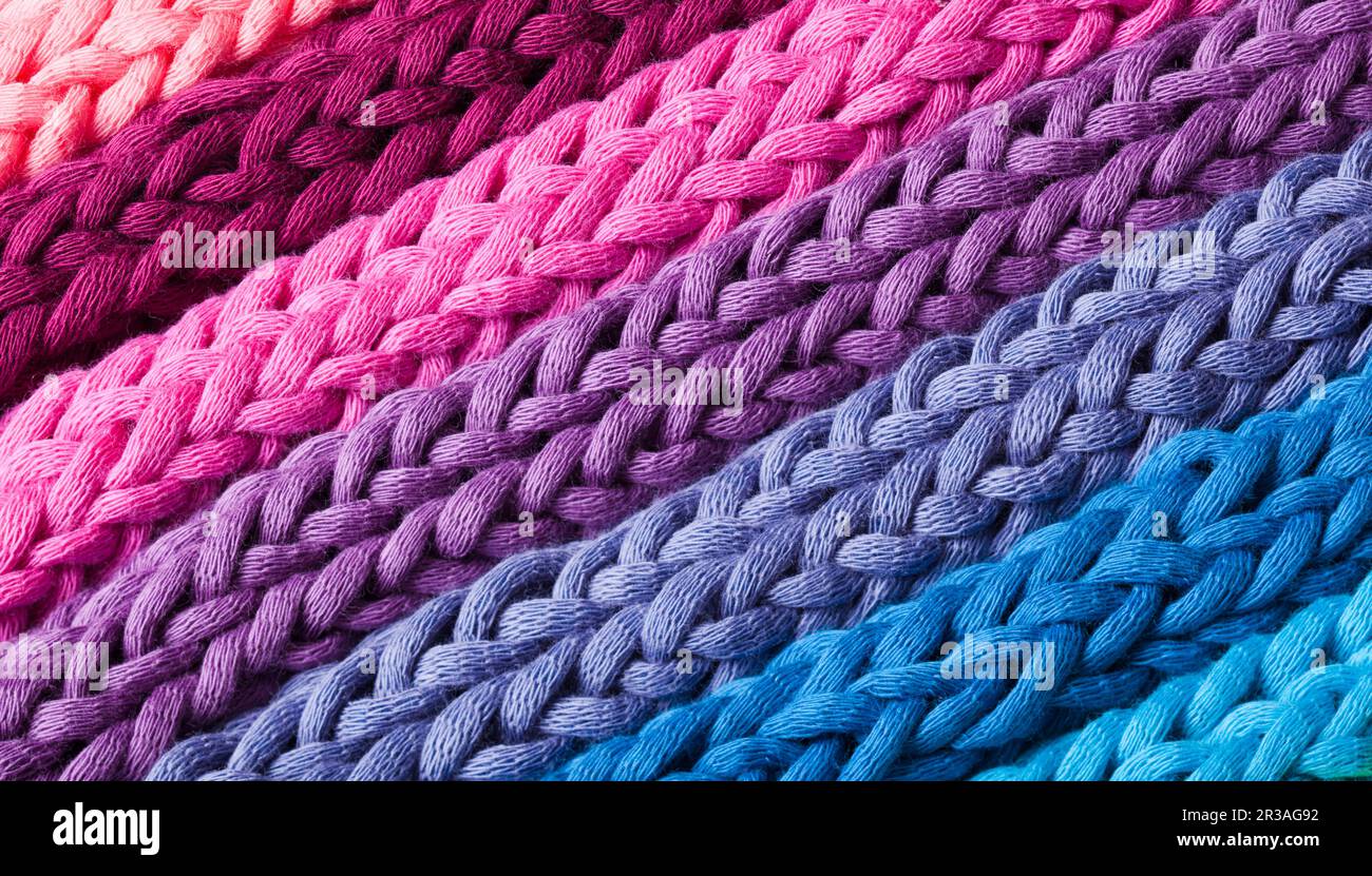 Close knitted plaid made from the various colors Stock Photo