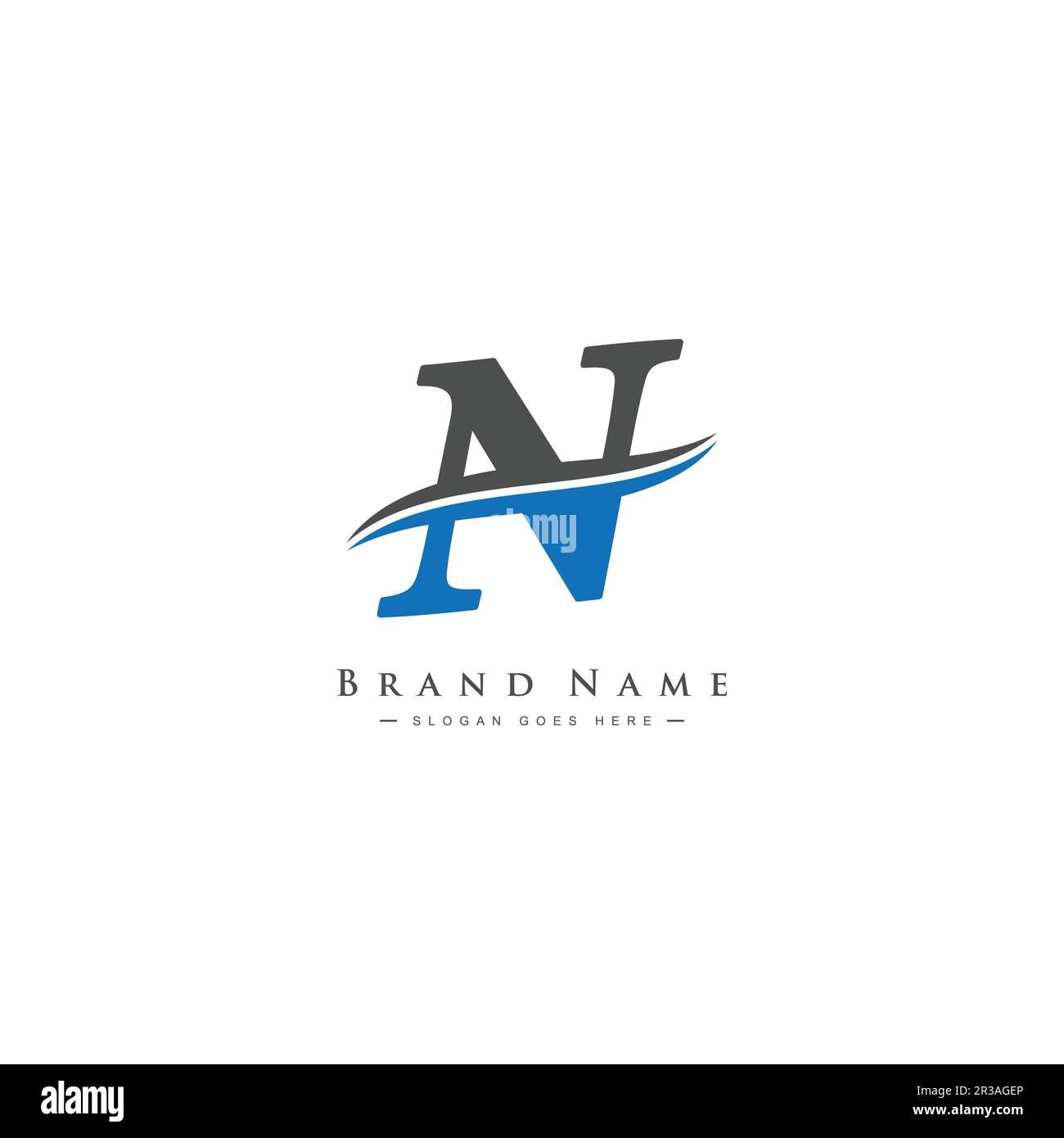 Creative Monogram for Initial Letter N Logo - Minimal Vector Logo Template for alphabet N Stock Vector