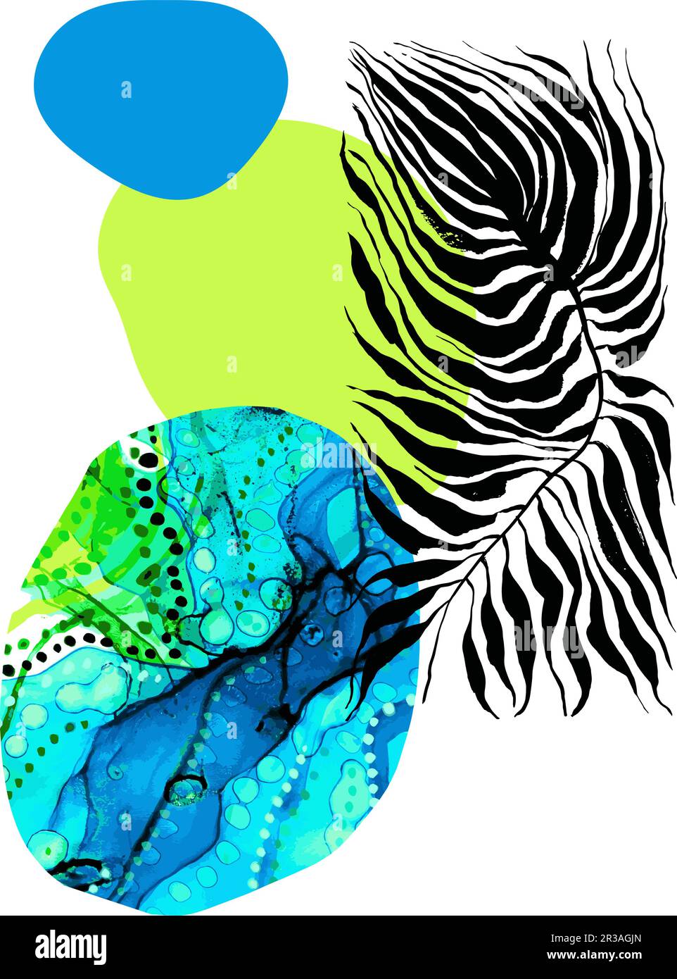 Abstract Simple background with Tropic Leaf and Watercolor Elements Stock Vector