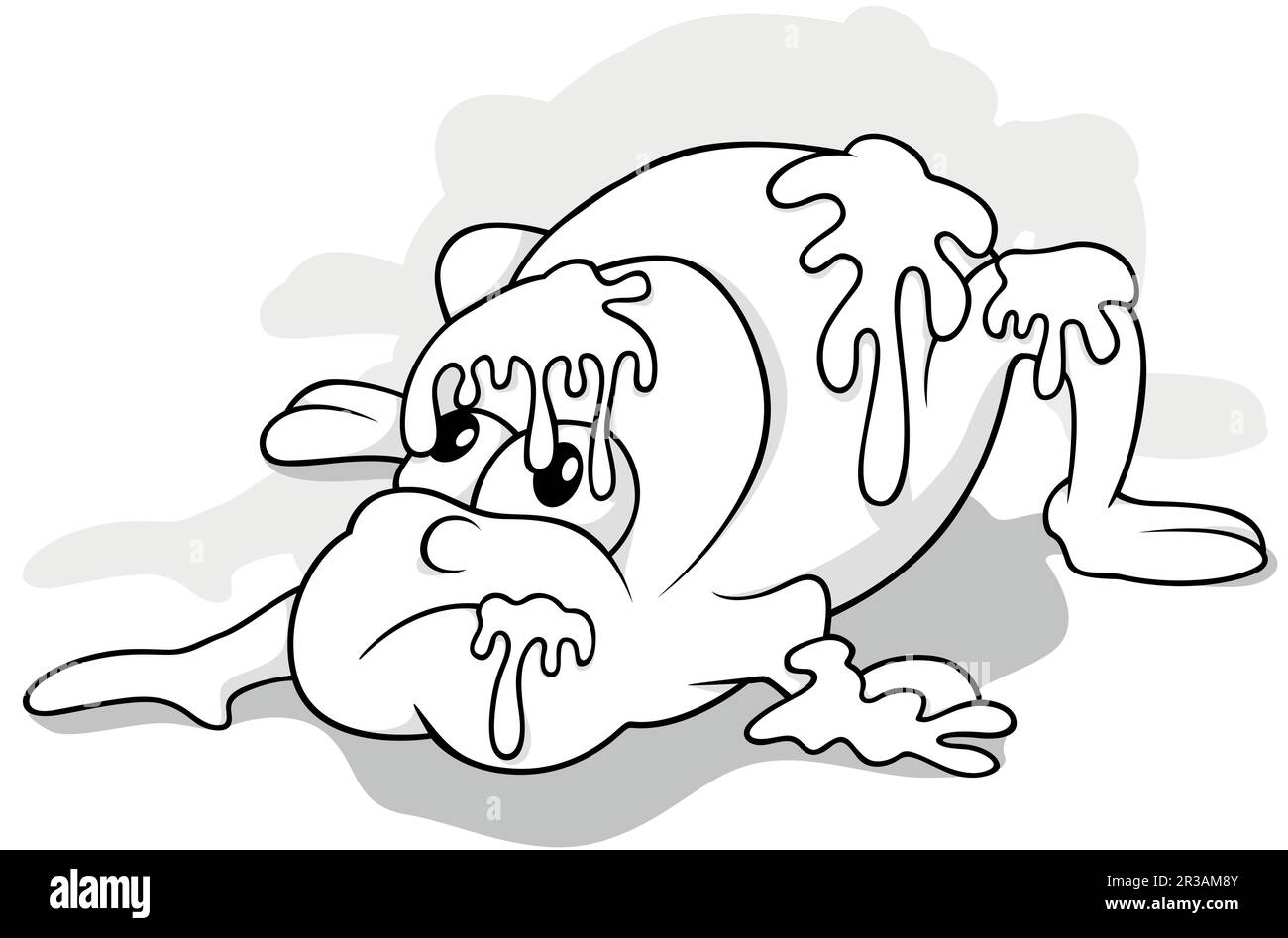 Drawing of a Garbage Monster with Slime on his Body Stock Vector
