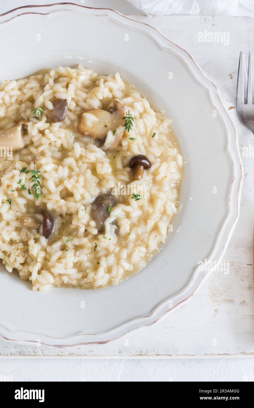 Creamy mushrooms risotto Stock Photo - Alamy