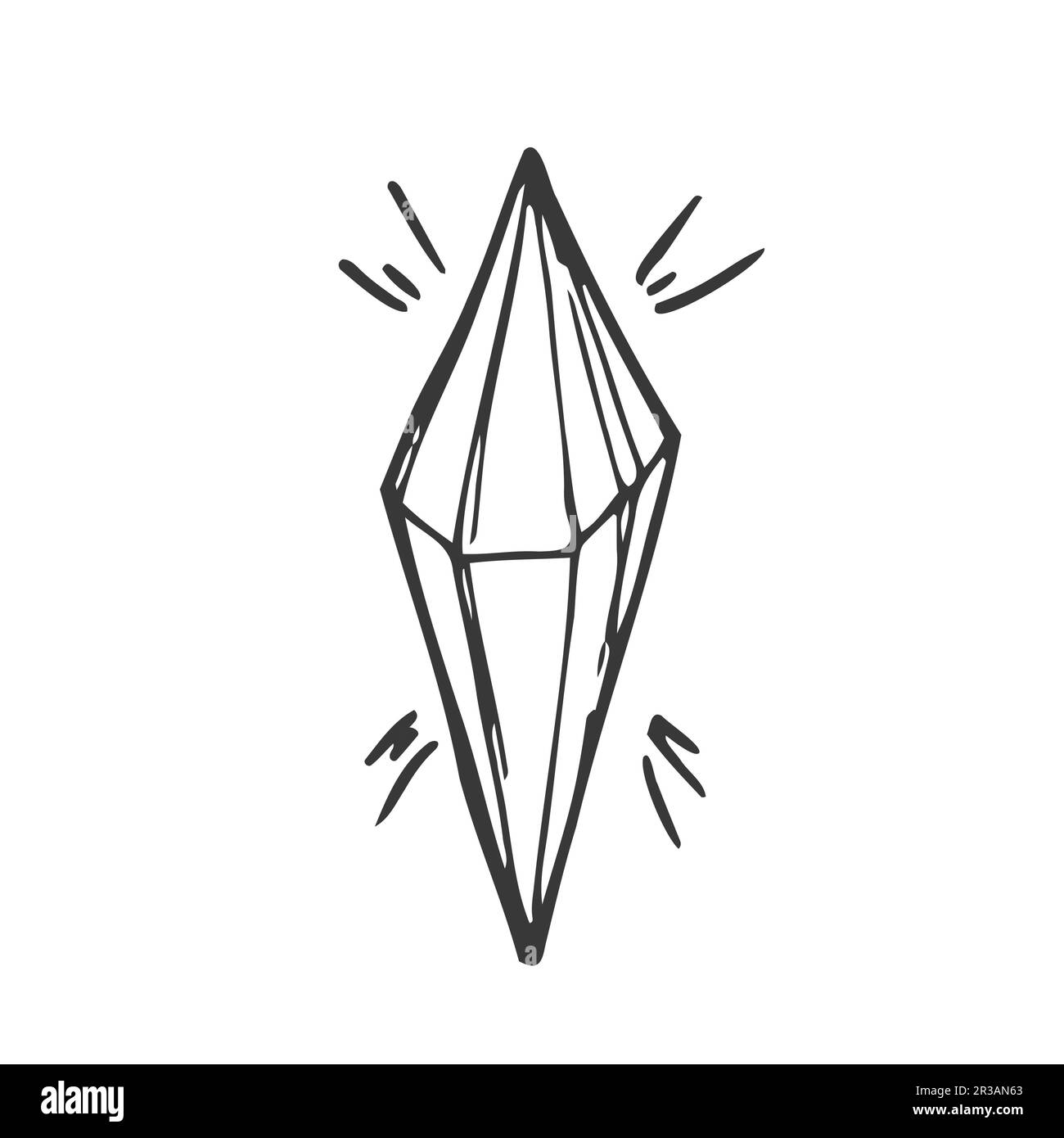 vector line drawing in doodle style. crystals. isolated on white background simple drawing of crystal Stock Vector