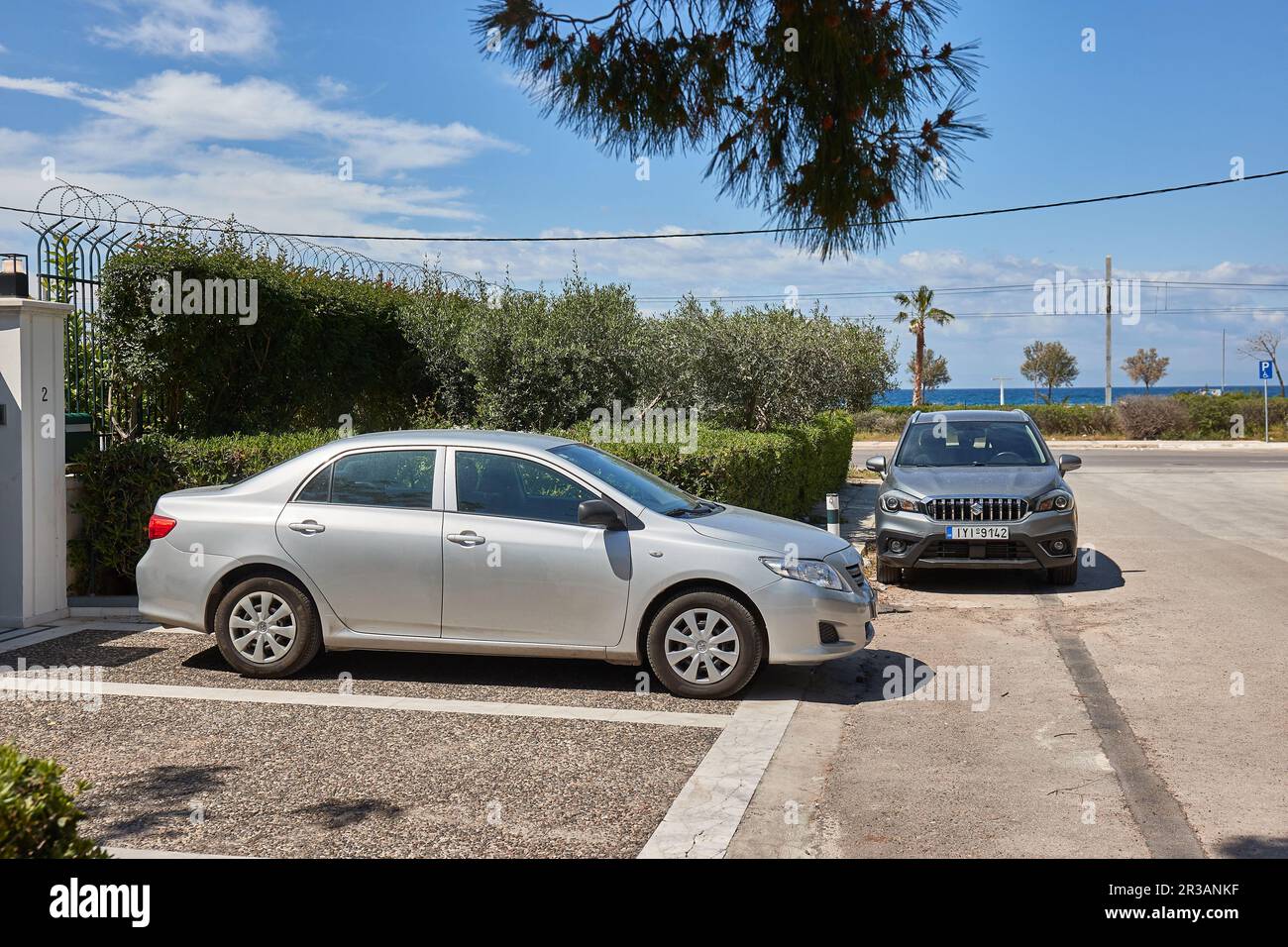 Toyota Corolla parked in Athens, Greece Stock Photo