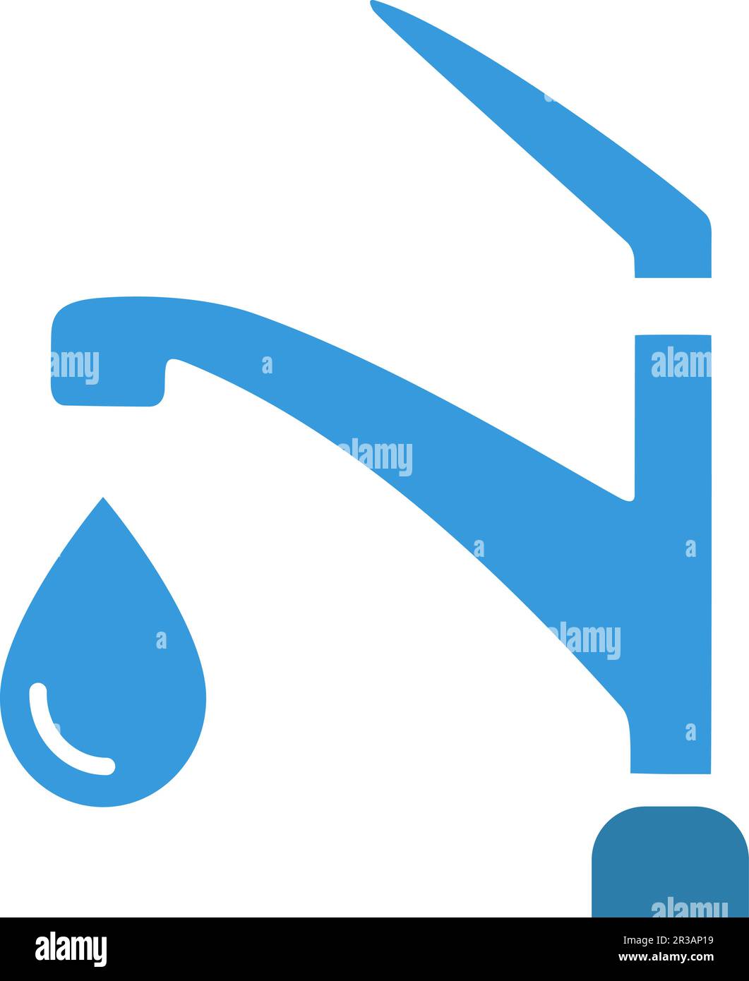 Vector icon of a water faucet with a falling drop of water, flat design Stock Vector