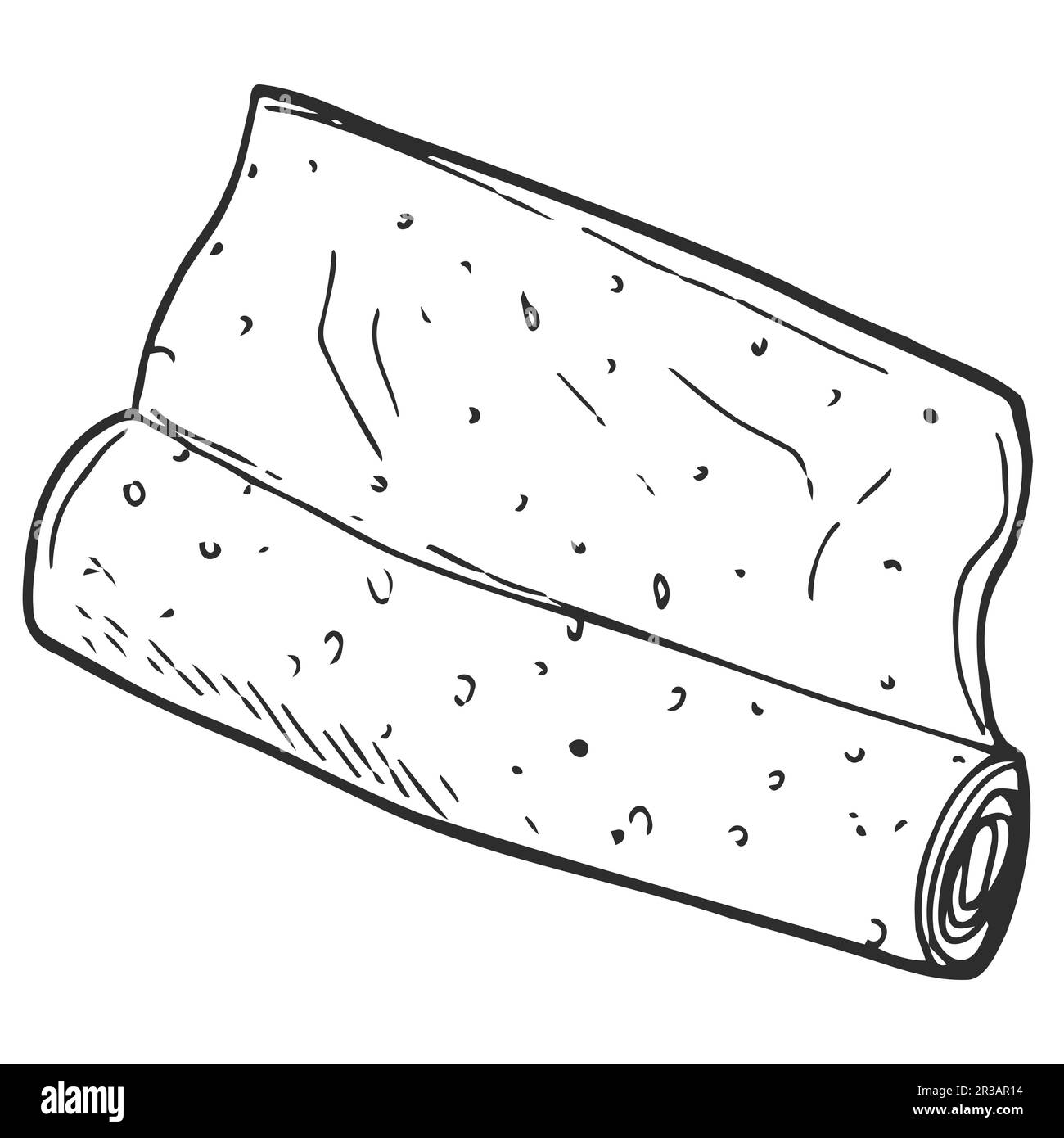 Fabric roll, simple vector clip art isolated on white background. Flat trendy hand drawn