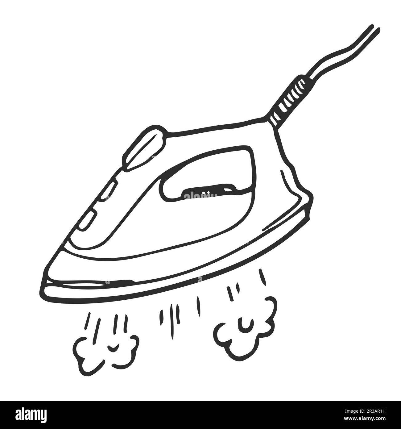 Vector sketch hand drawn illustration of steam iron Stock Vector Image