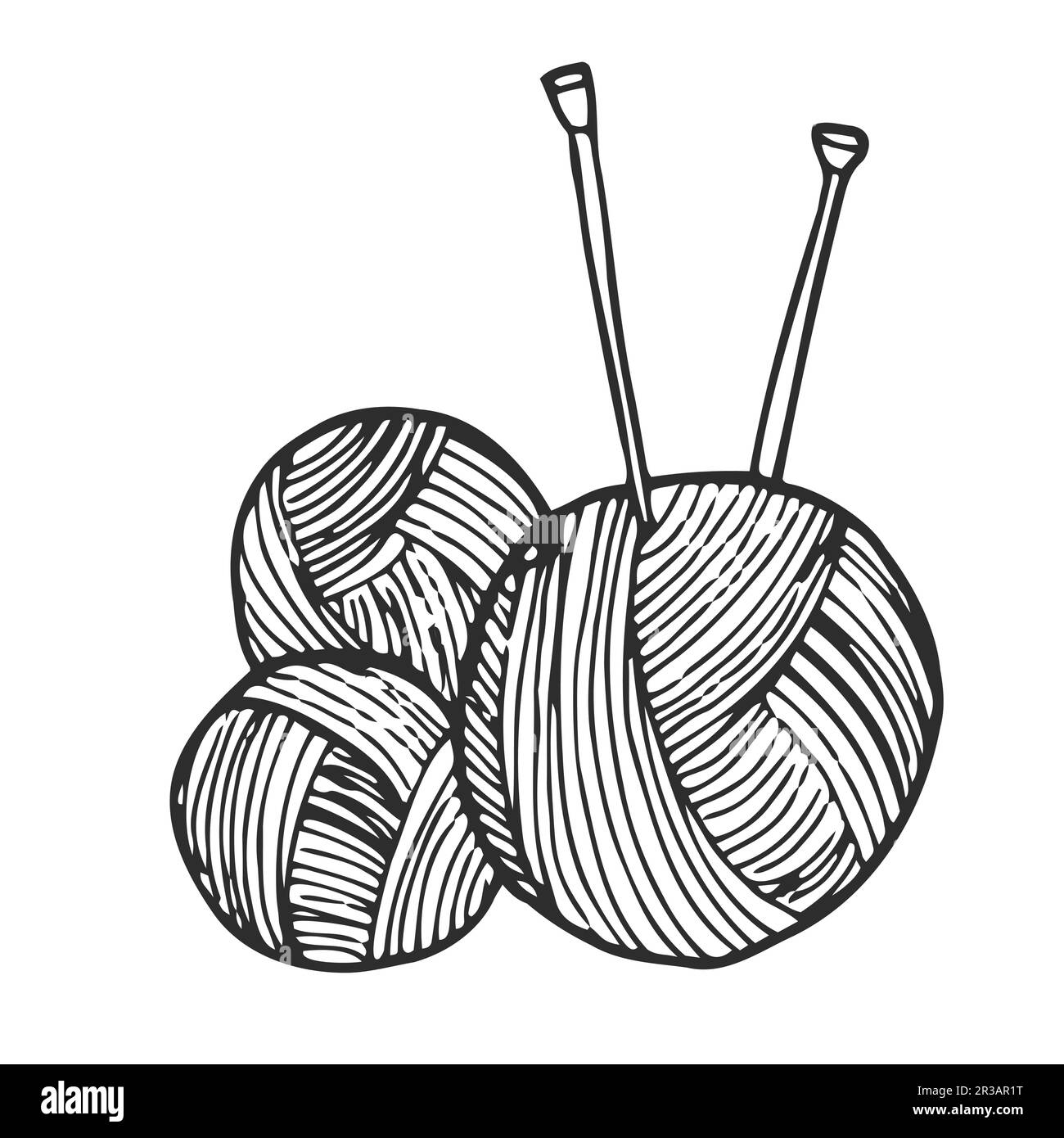 Knitting needles and wool Black and White Stock Photos & Images