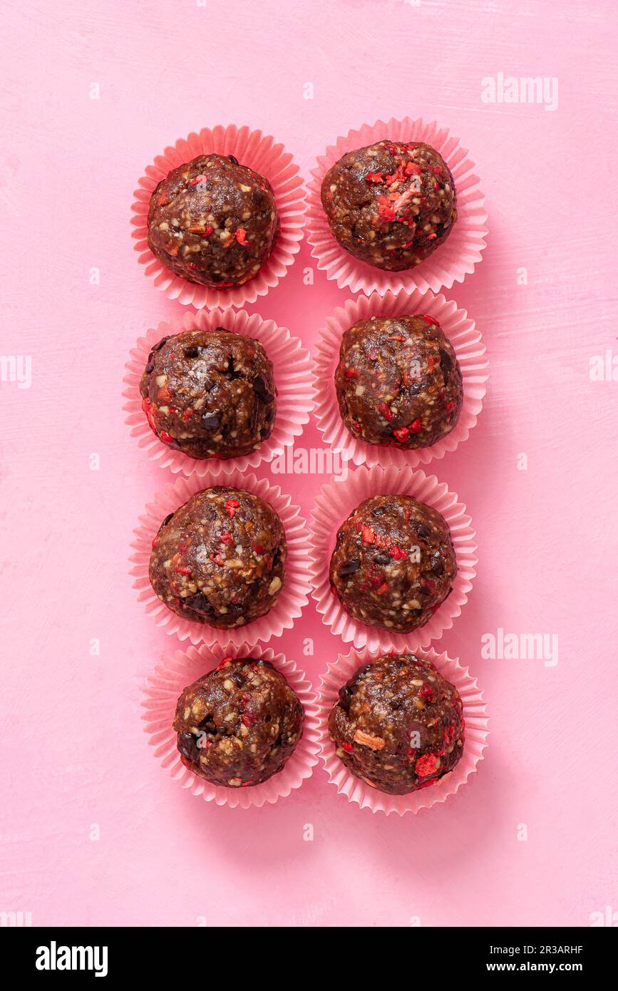 Sugar free, raw, vegan, energy protein balls made with dates, almonds