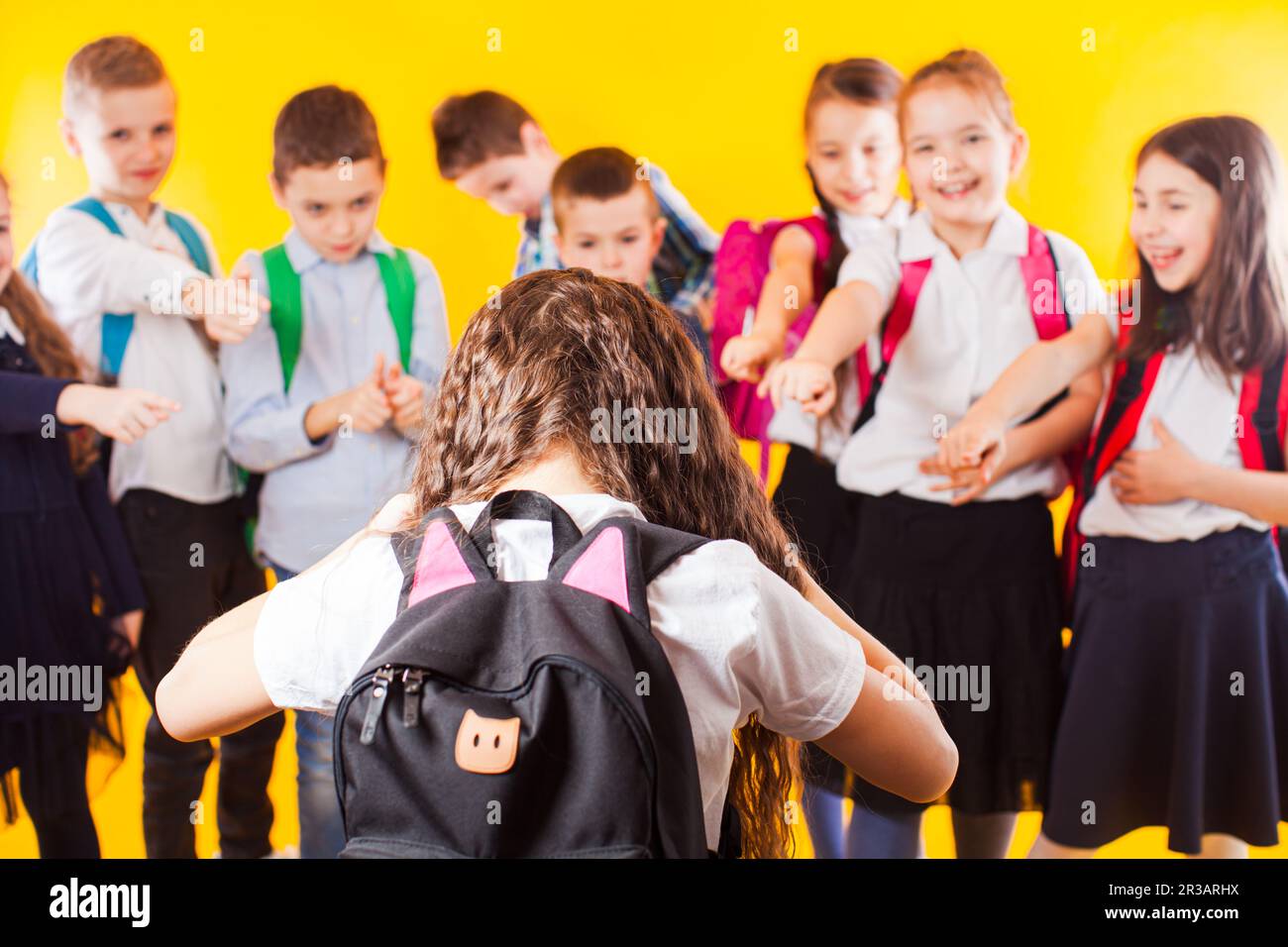 The schoolgirl who suffers from bullying by classmates Stock Photo