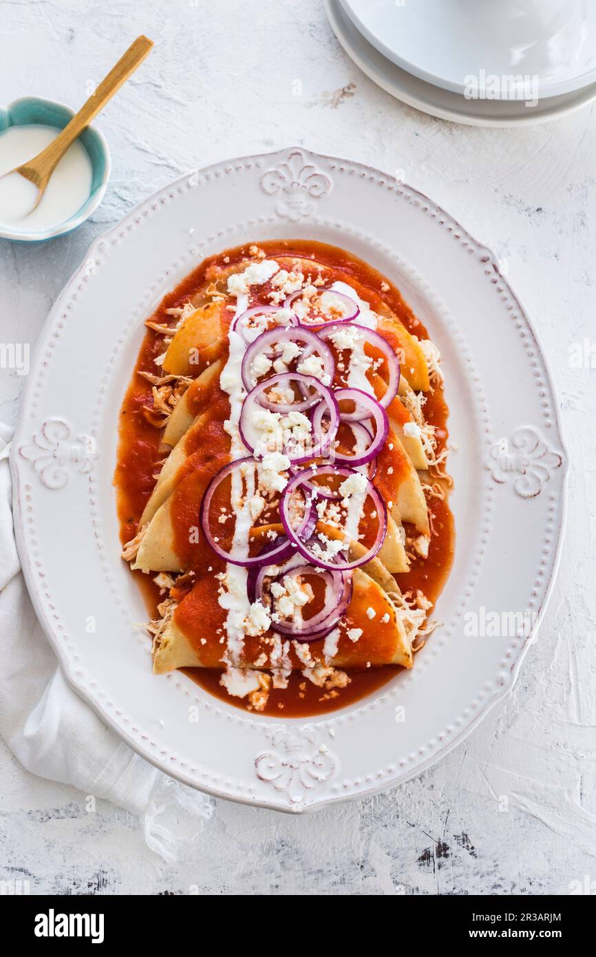 Chicken entomatadas Stock Photo
