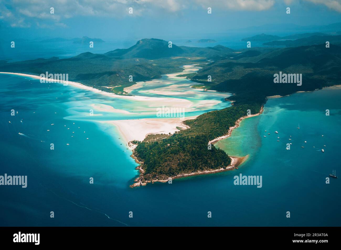 Whitehaven Beach and Hill inlet. Aerial Drone Shot. Whitsundays ...