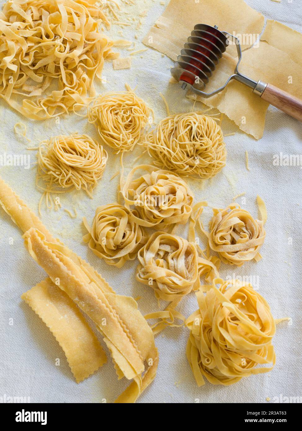 Various homemade pasta types Stock Photo - Alamy