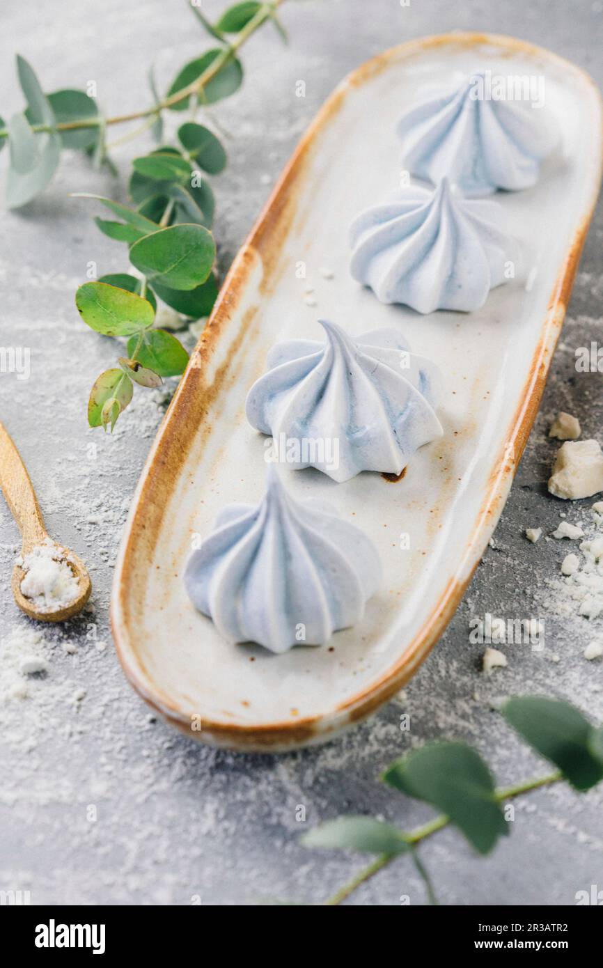 Blue egg white marshmallows Stock Photo Alamy