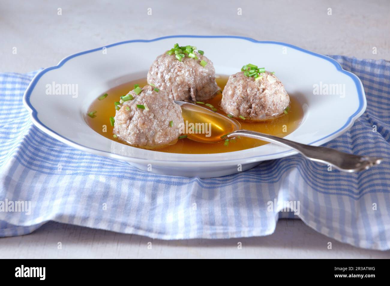 Liver dumpling soup Stock Photo