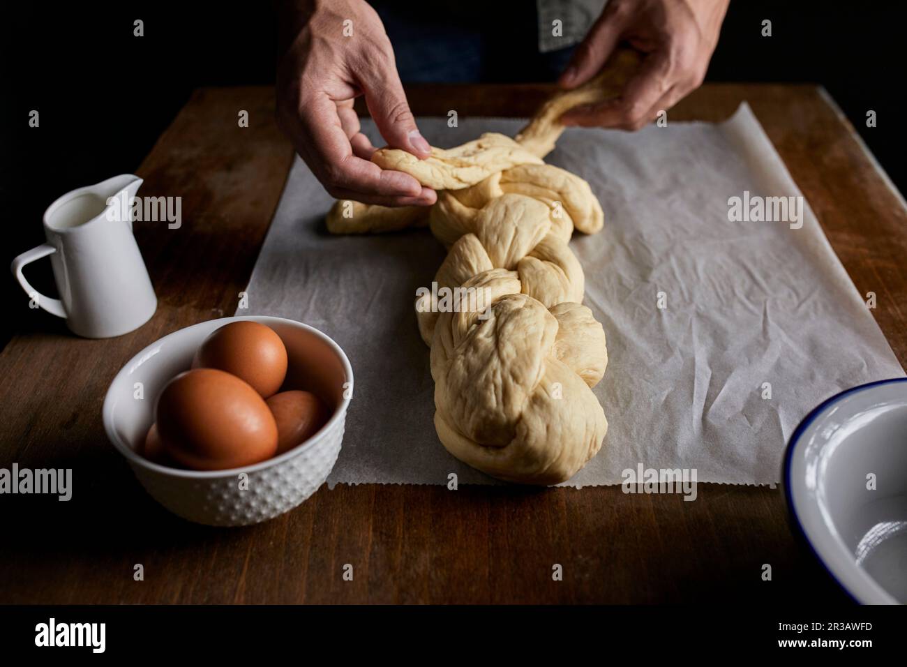 A braided loaf being made Stock Photo