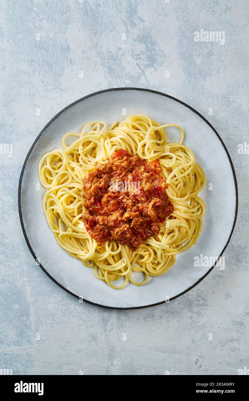 Spaghetti with Tempeh 'Bolognese' sauce Stock Photo Alamy