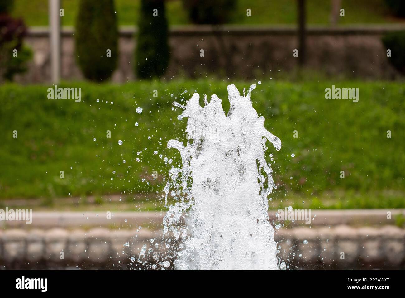 Water splash in fountain. concept of background and texture. Stock Photo