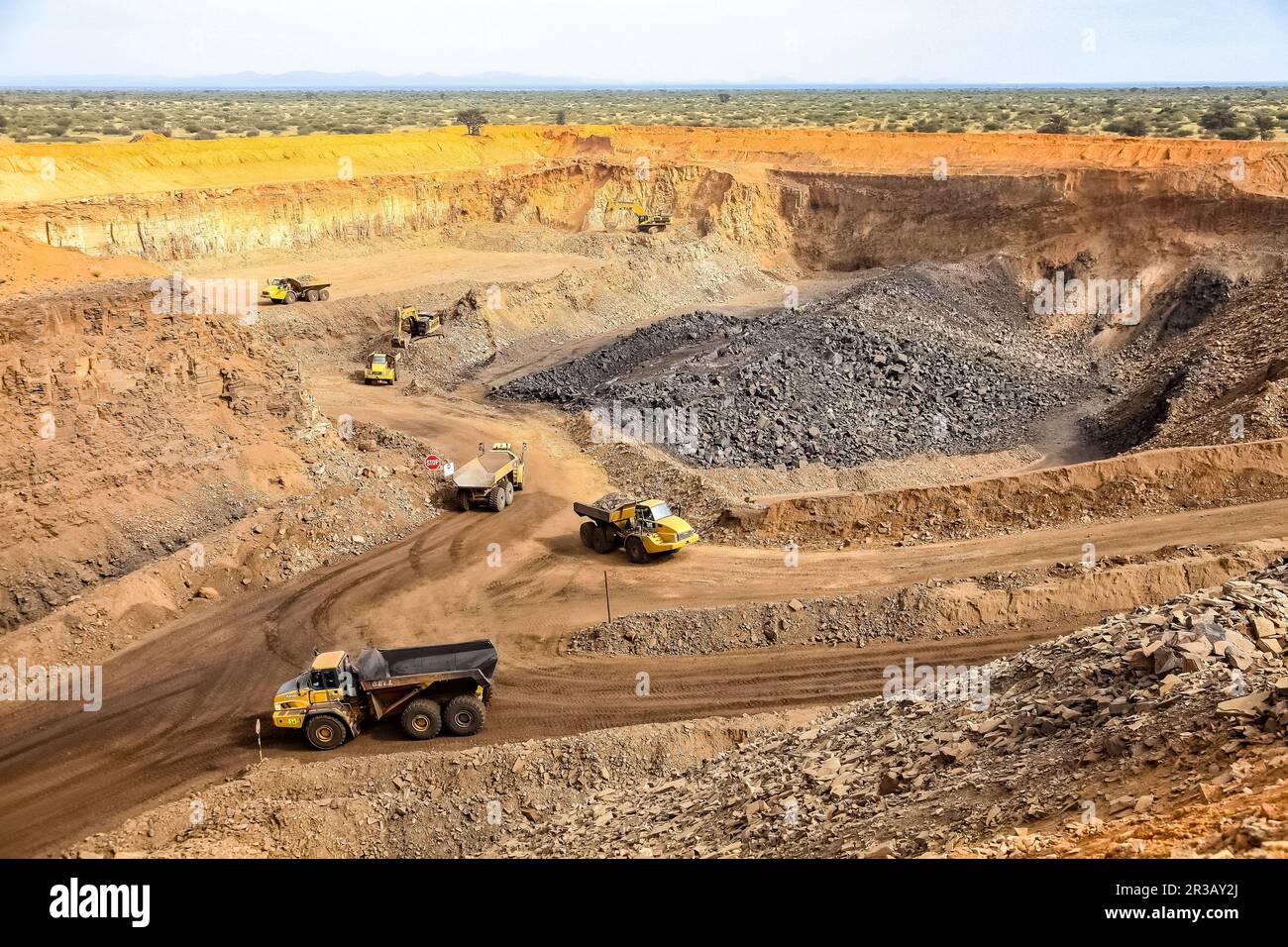 Open Pit Manganese Mining and Equipment Stock Photo