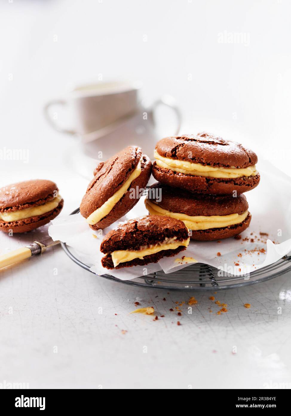 Cream filled Macarons Stock Photo